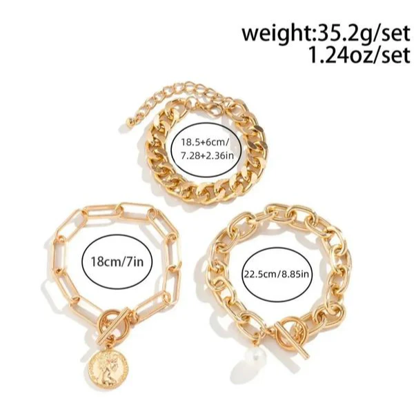 3pc Chunky Stackable Bracelet Set - Image 5