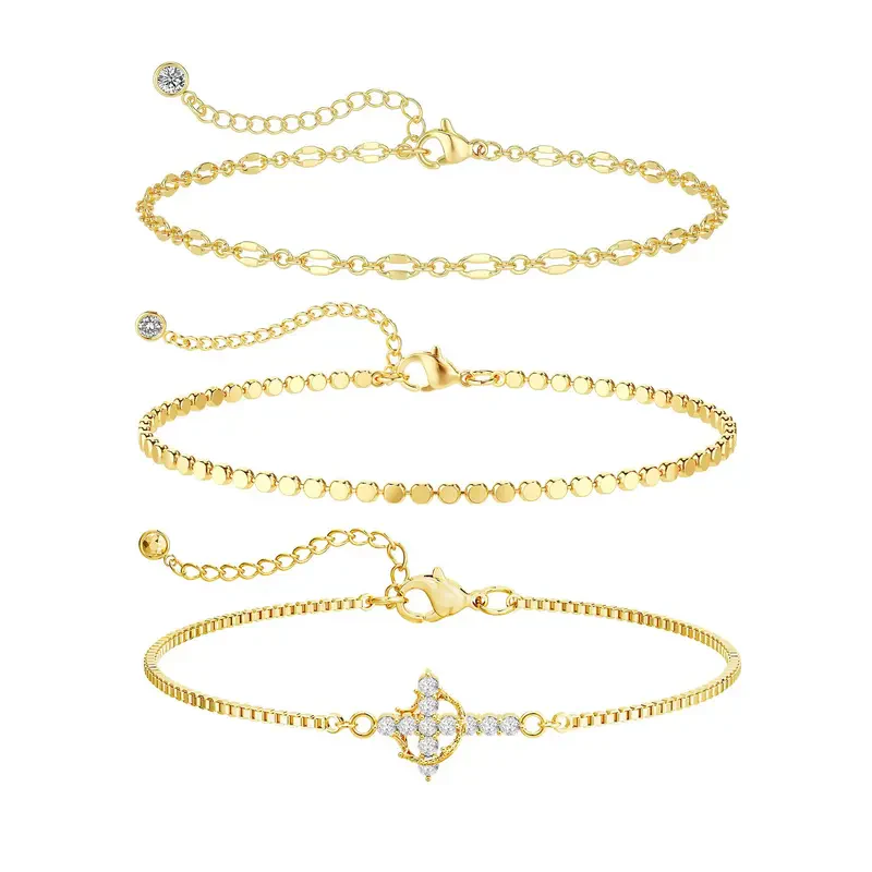 3pc Crown Cross Bracelet Set - Image 2