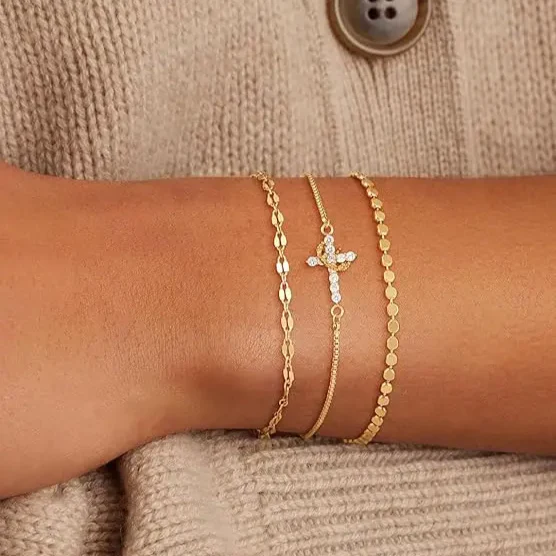 3pc Crown Cross Bracelet Set - Image 3
