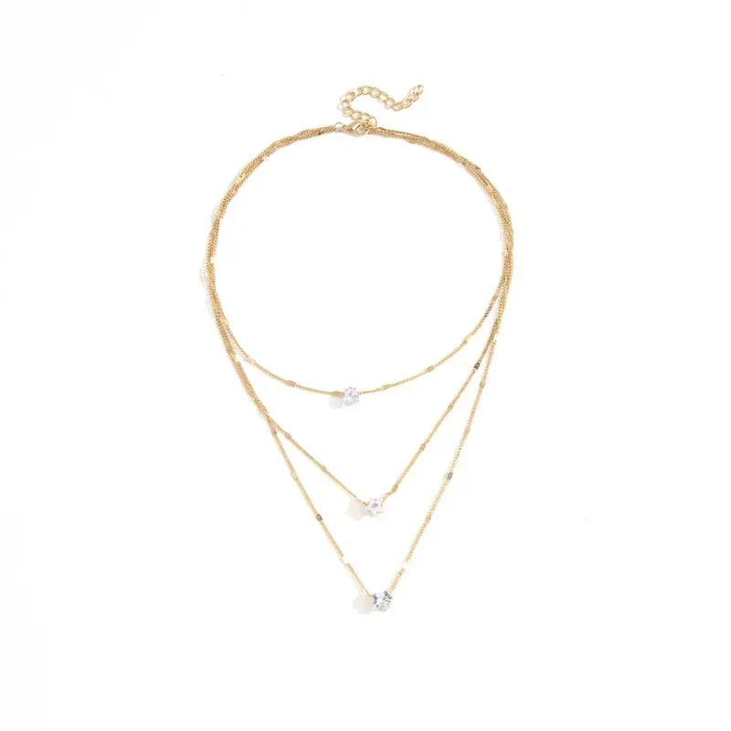 3pc Crystal Love Multilayer Necklace Set - Image 6
