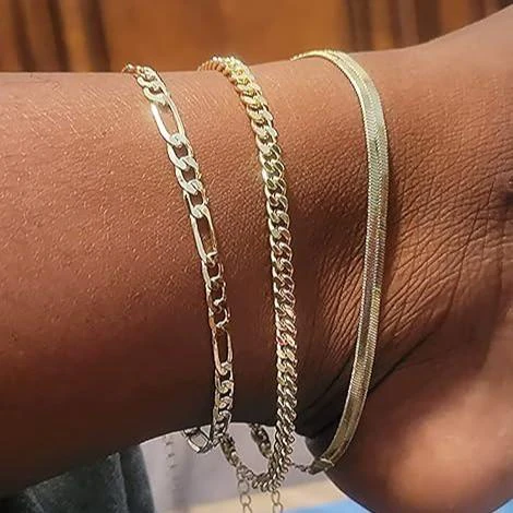 3pc Cuban Link Anklet Set - Image 3
