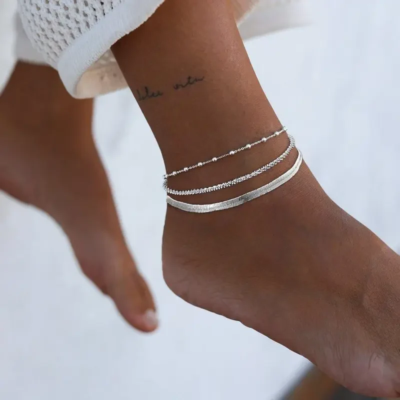 3pc Dainty Layered Anklet Set - Image 4