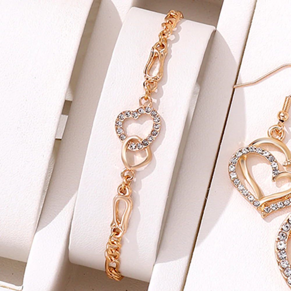 3pc Double Heart Crystal Jewelry Set - Image 2