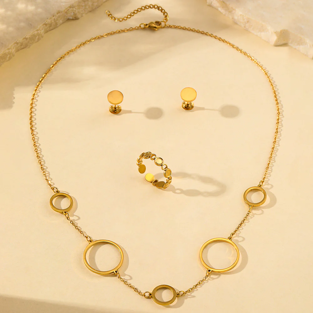 3pc Geometric Circle Jewelry Set - Image 3