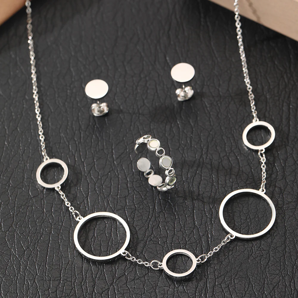 3pc Geometric Circle Jewelry Set - Image 4