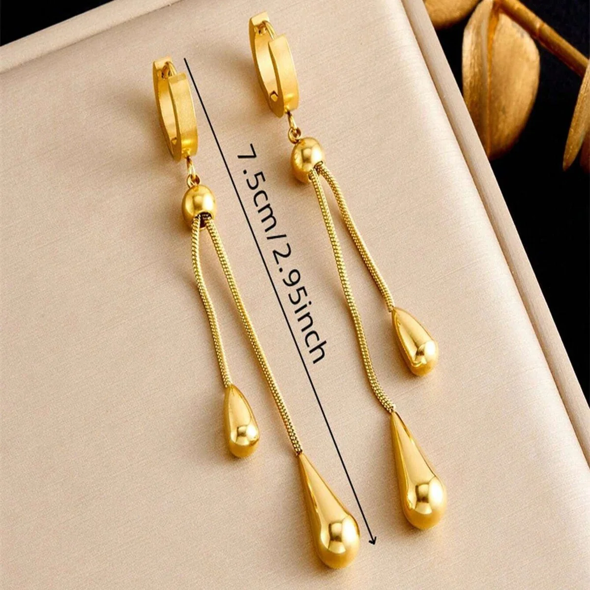 3pc Geometric Dangling Drops Necklace & Earrings Set - Image 4