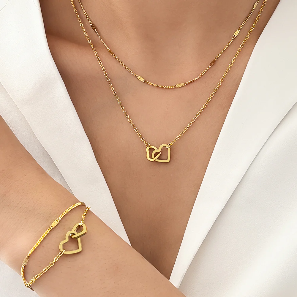3pc Interlocking Heart Jewelry Set