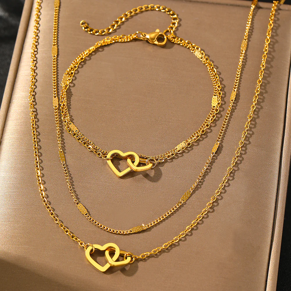 3pc Interlocking Heart Jewelry Set - Image 3