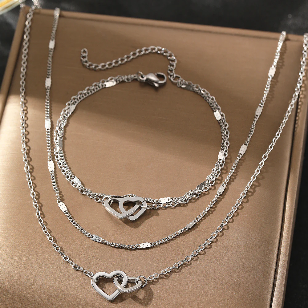 3pc Interlocking Heart Jewelry Set - Image 4