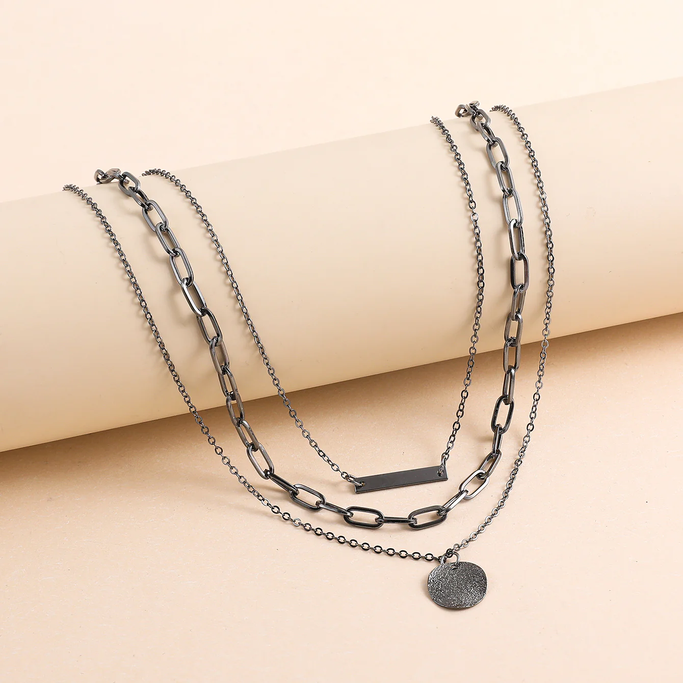3pc Layered Chain Pendant Necklace Set - Image 3