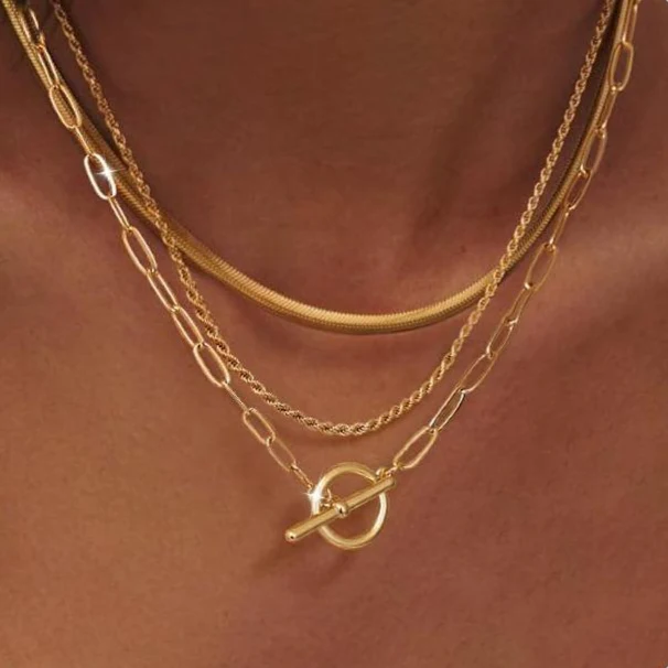 3pc Layered Toggle Necklace Set