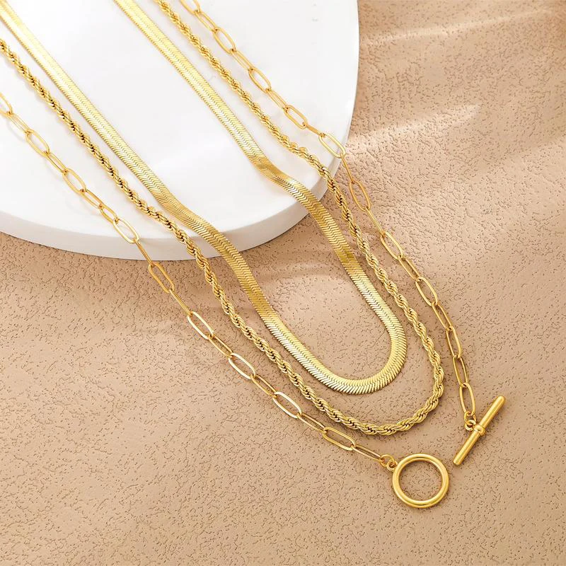 3pc Layered Toggle Necklace Set - Image 4