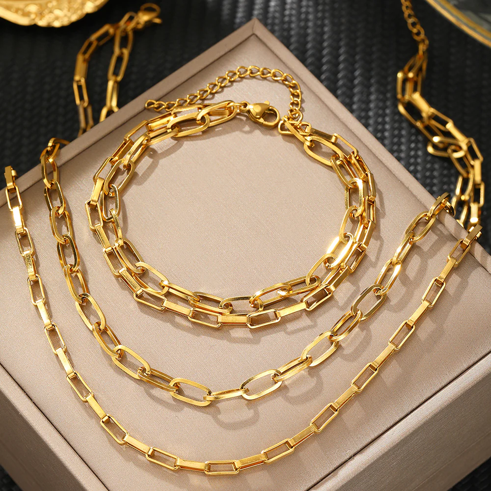 3pc Paperclip Chain Jewelry Set - Image 3