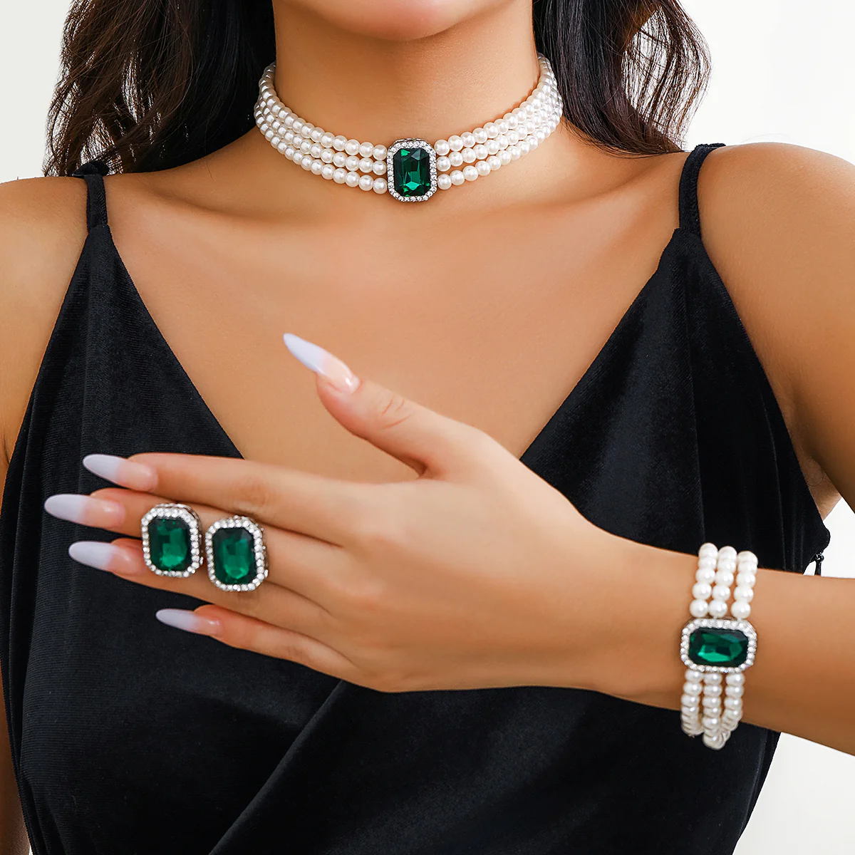 3pc Pearl Crystal Set - Image 2