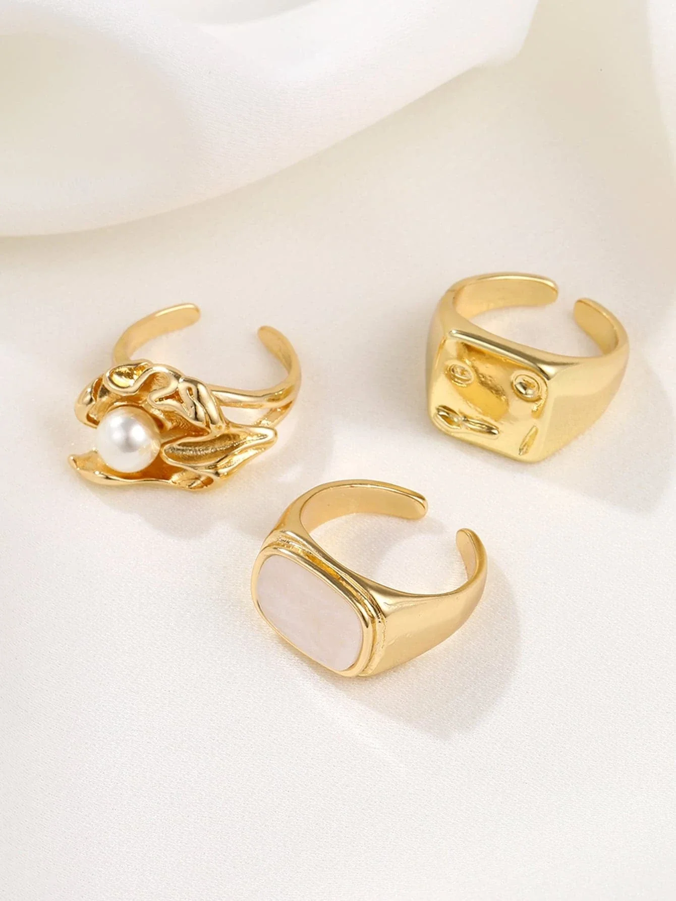 3pc Retro Stackable Open Ring Set - Image 2