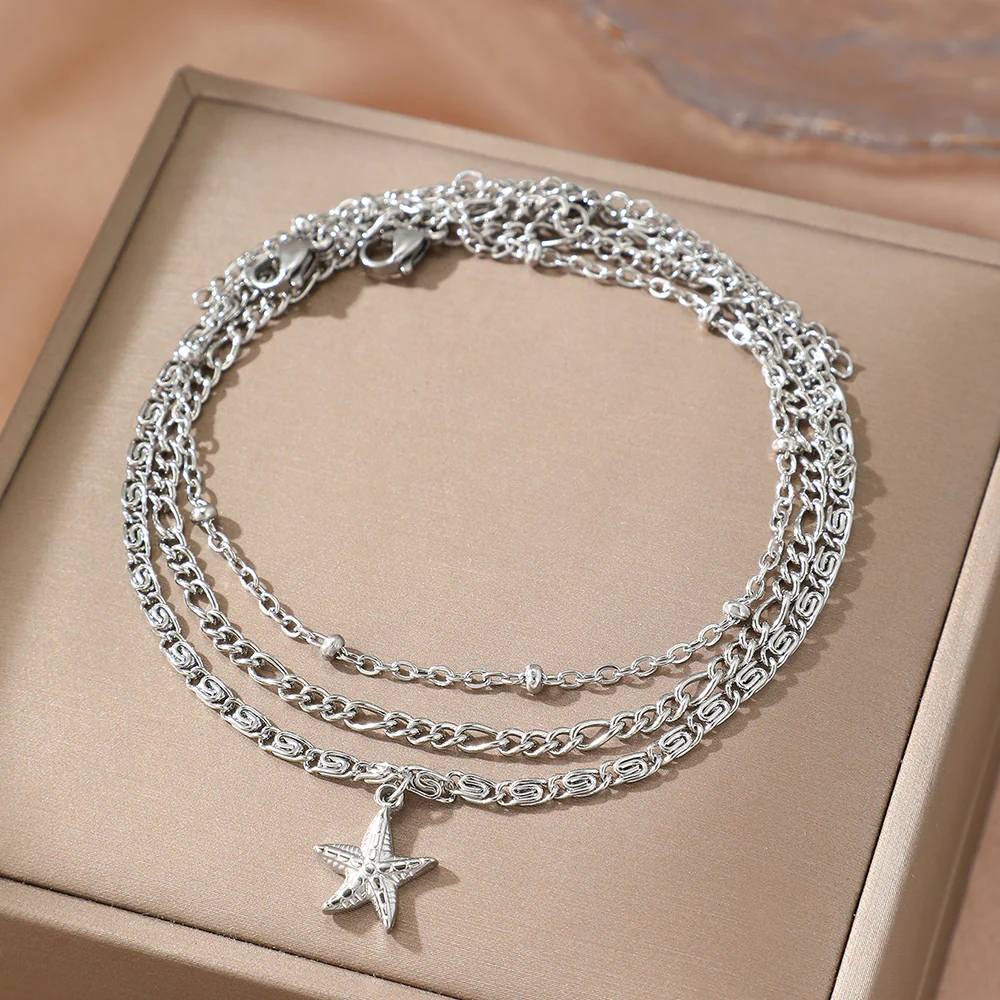 3pc Starfish Charm Anklet Set - Image 3