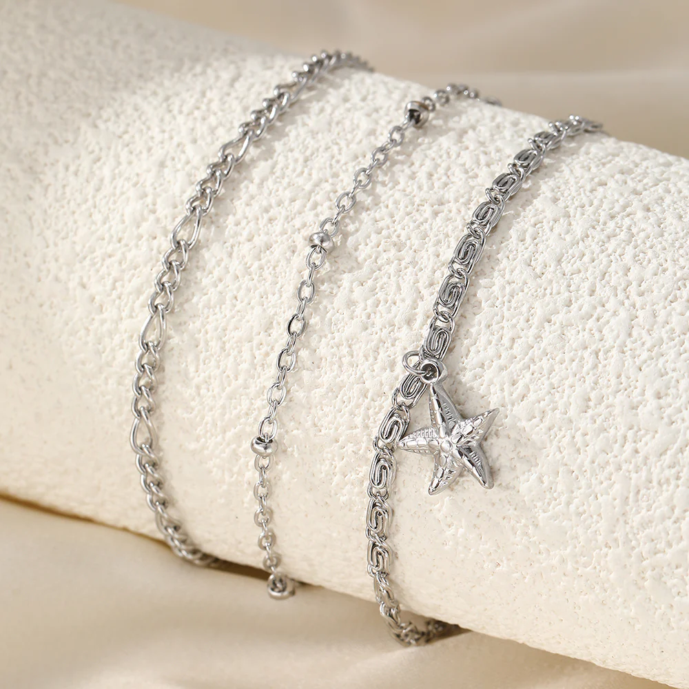 3pc Starfish Charm Anklet Set - Image 4