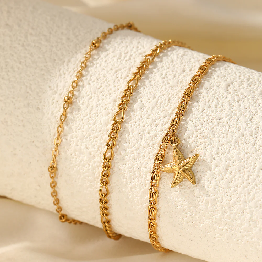3pc Starfish Charm Anklet Set - Image 5
