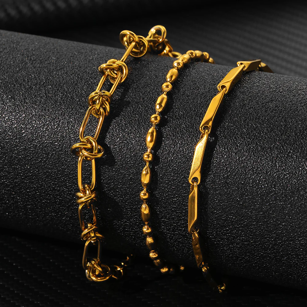 3pc Textured Chain Bracelet Set - Image 4