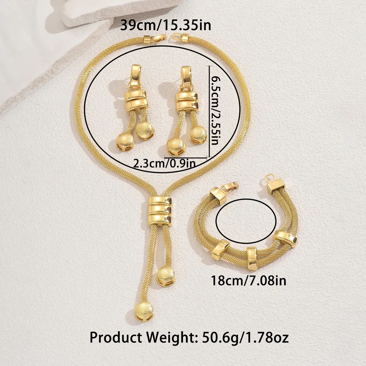 3pc Textured Drop Jewelry Set - Image 3