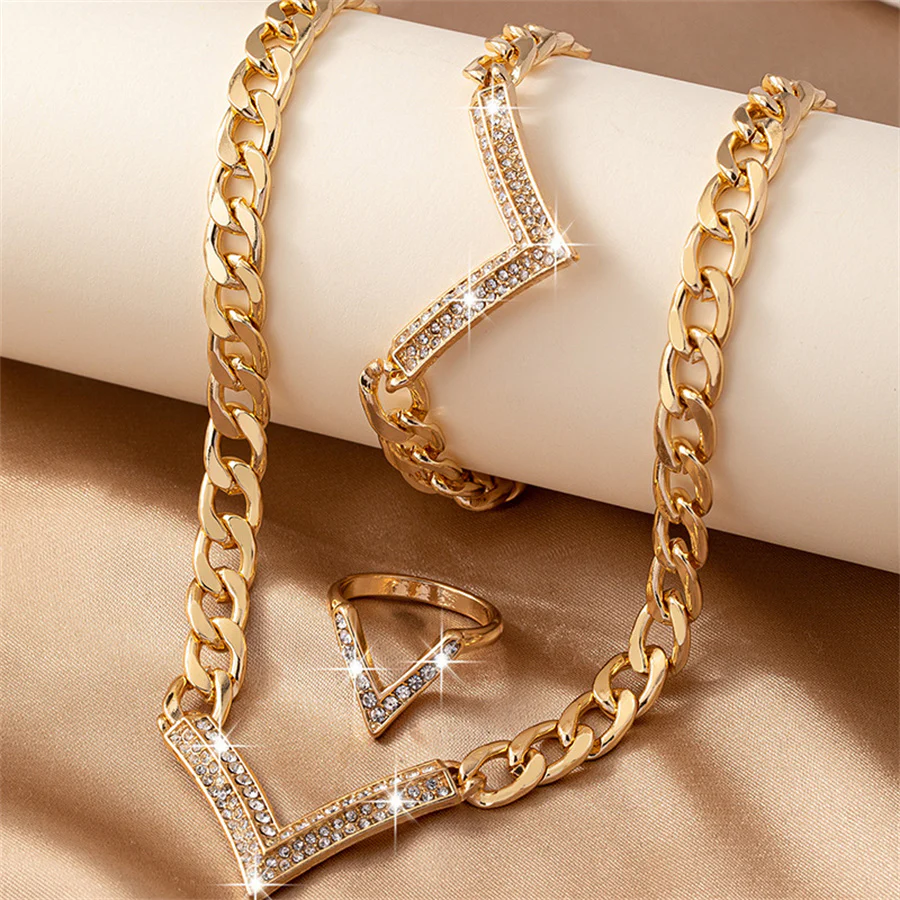 3pc V-Shape Chain Jewelry Set - Image 2