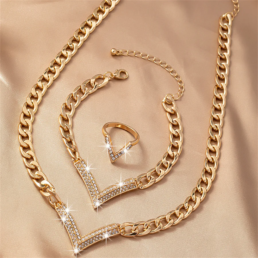 3pc V-Shape Chain Jewelry Set - Image 3