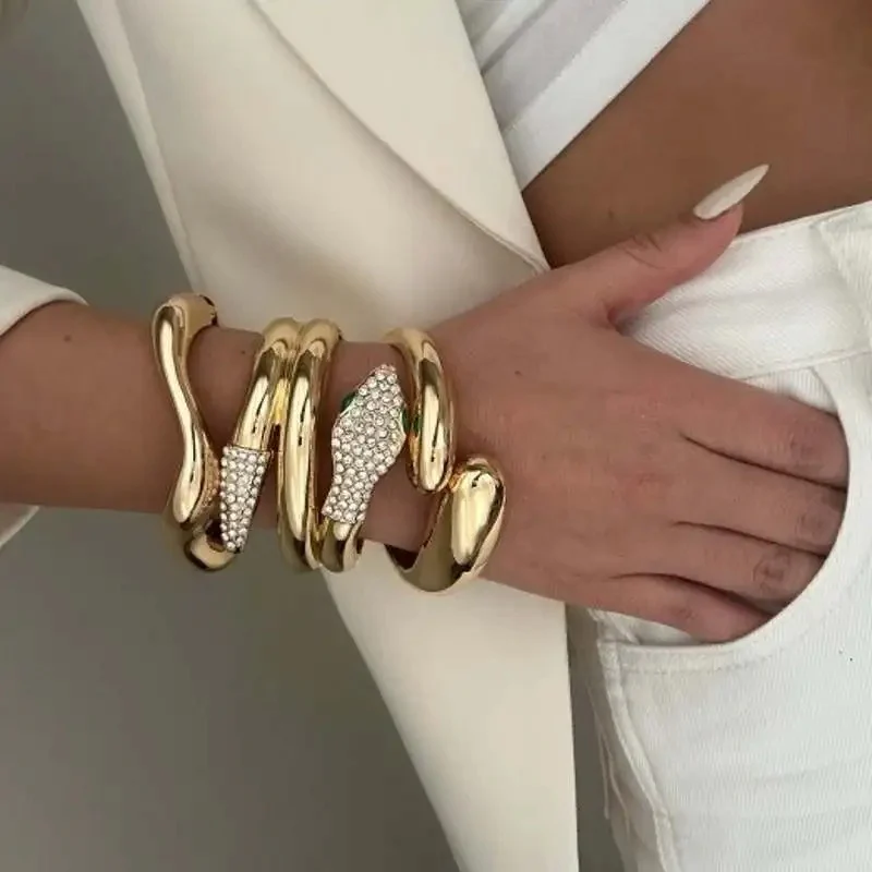 3pc Vintage Rhinestone Chunky Wide Bracelet Stack - Image 4