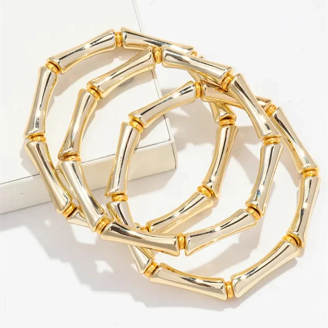 3pcs Gold Bamboo Bangle Bracelet Stack - Image 13