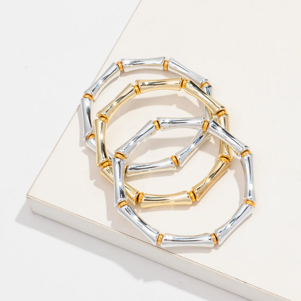 3pcs Gold Bamboo Bangle Bracelet Stack - Image 15