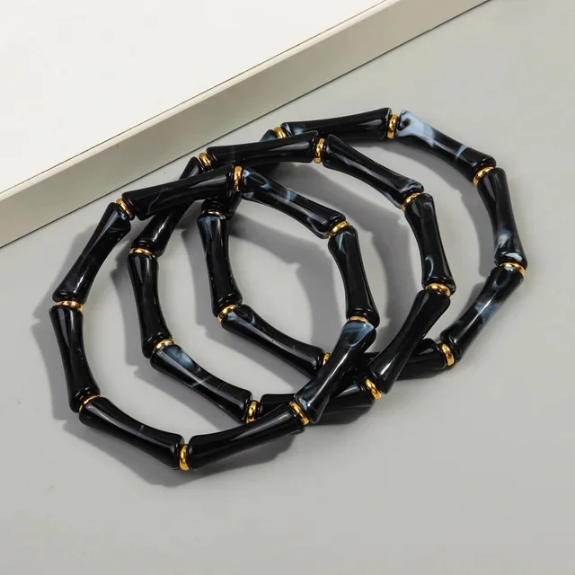 3pcs Gold Bamboo Bangle Bracelet Stack - Image 3