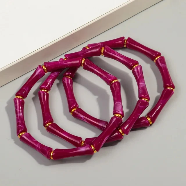 3pcs Gold Bamboo Bangle Bracelet Stack - Image 7