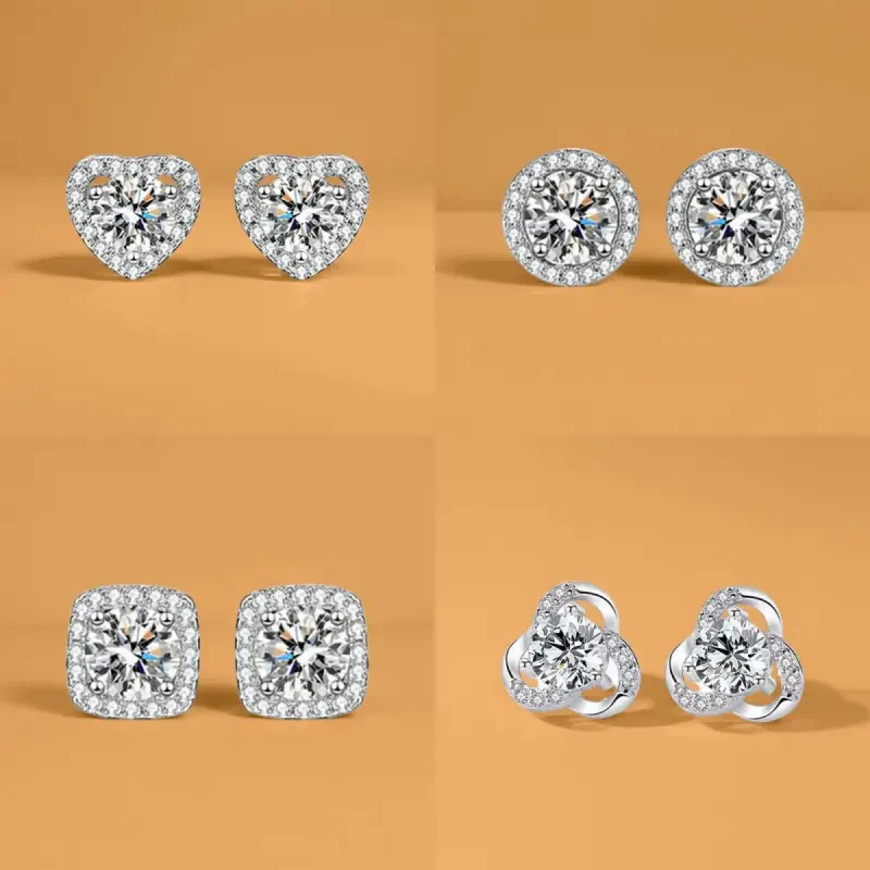 4 Pair 8pc Sparkly Zirconia Earrings Set
