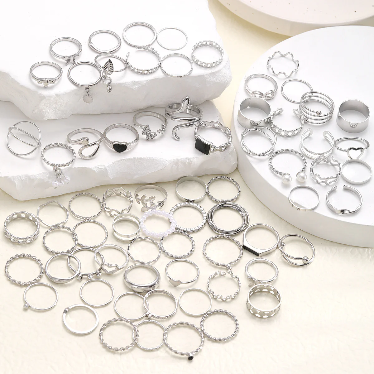 69pc Gold Boho Statement Ring Set - Image 2