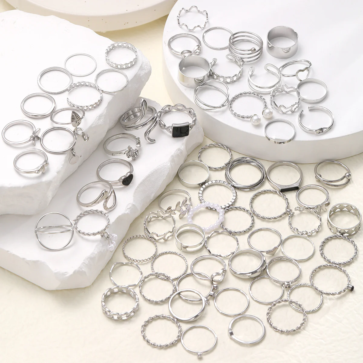 69pc Gold Boho Statement Ring Set - Image 3