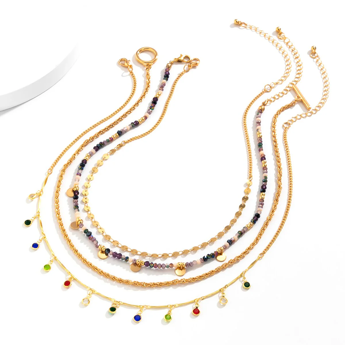 4pc Boho Crystal Tassel Choker Set - Image 2