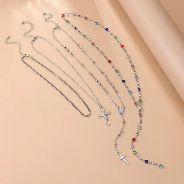 4pc Cross Layered Necklaces - Image 3