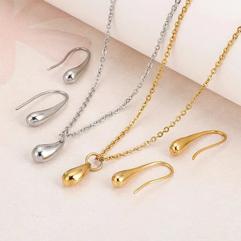 4pc Dainty Drop Necklace Bracelet Earring & Ring Set - Image 3