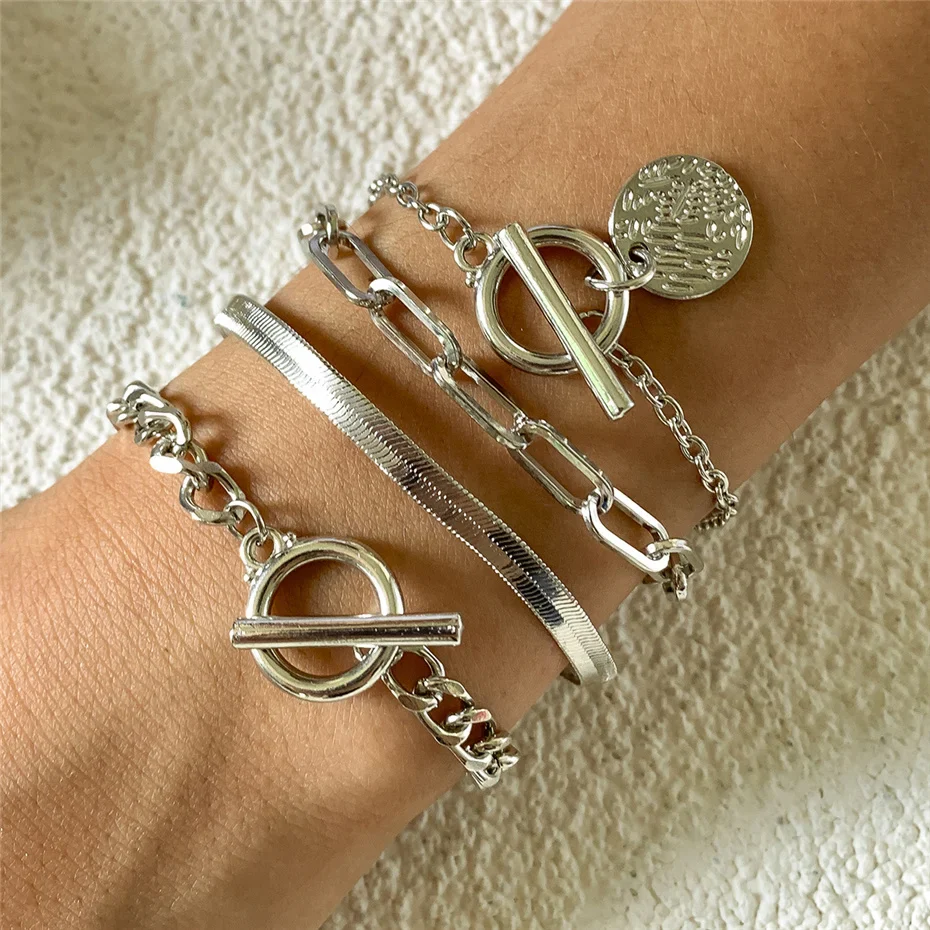 4pc Dainty Toggle Clasp Bracelet Stack - Image 2
