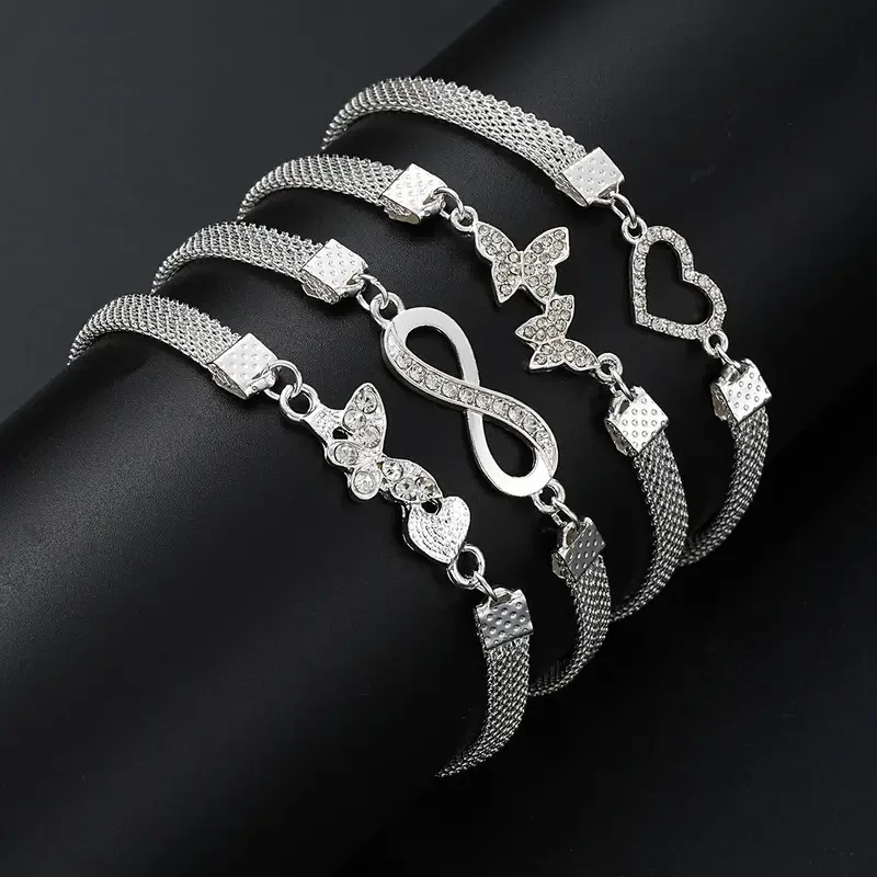 4pc Elegant Stackable Anklet Set - Image 4