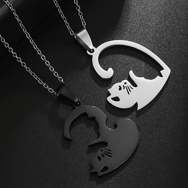 4pc Loving Cat Necklace & Ring Set - Image 3