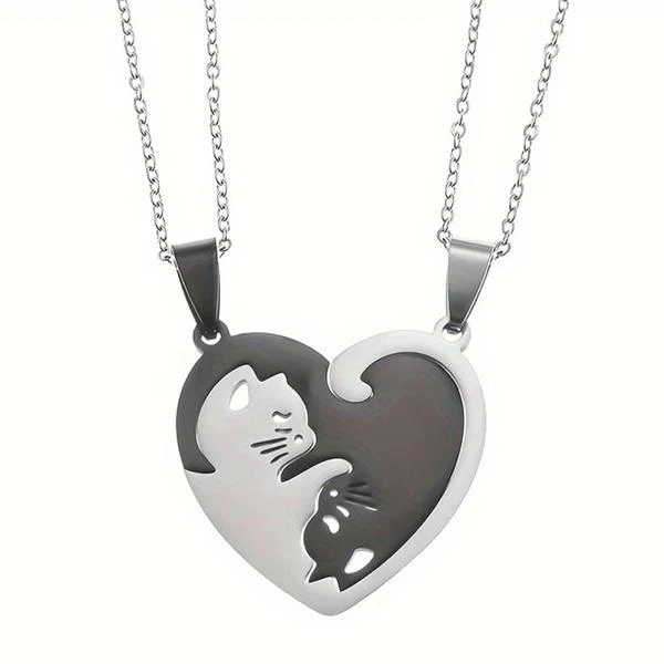 4pc Loving Cat Necklace & Ring Set - Image 4