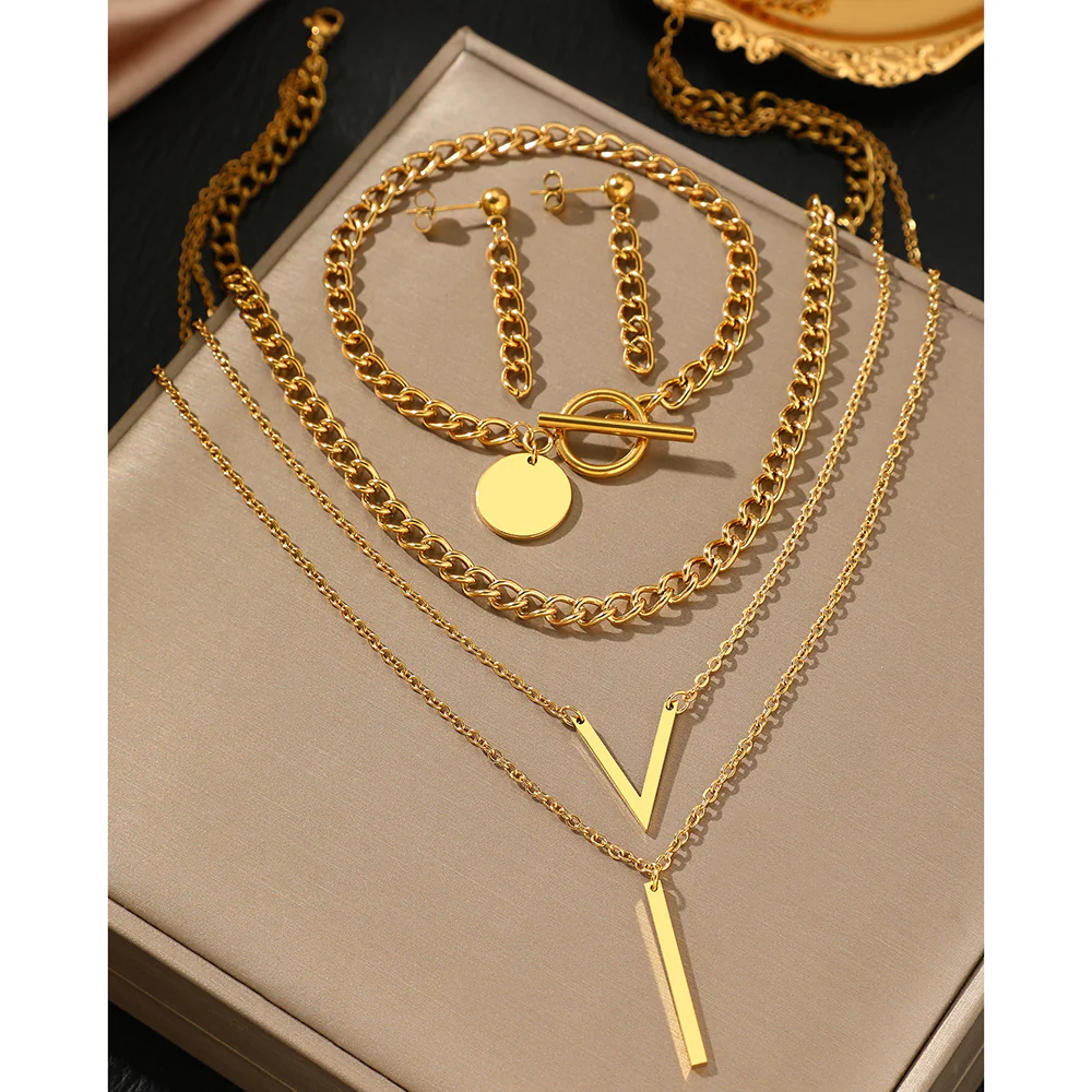 4pc Minimal Pendant Jewelry Set - Image 4