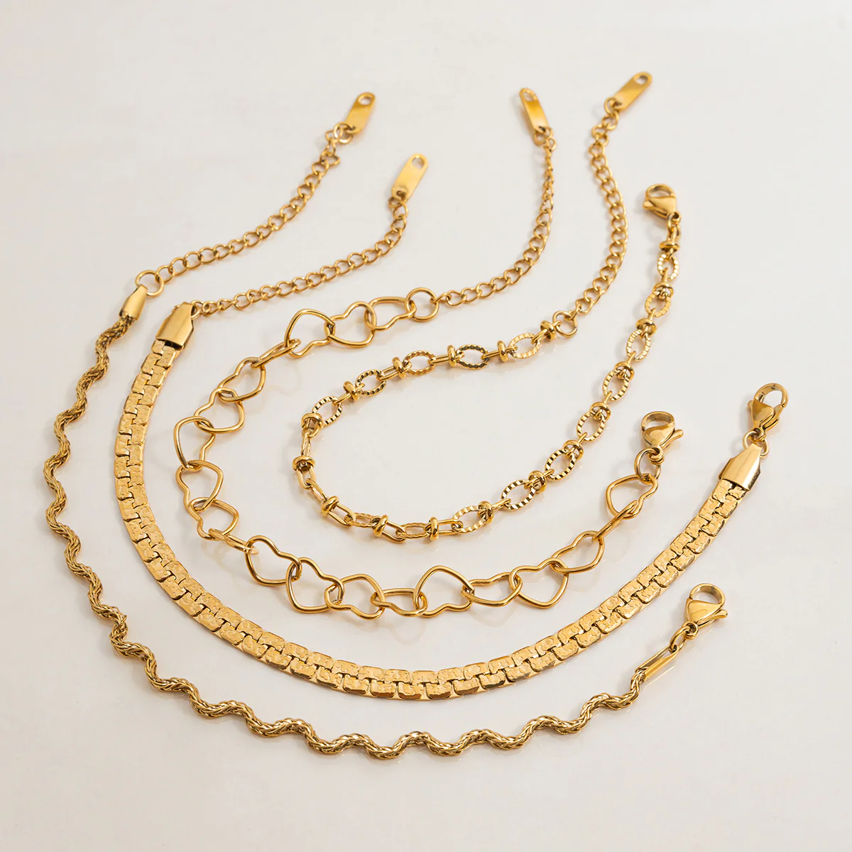 4pc Mixed Texture Chain Bracelet Set - Image 3