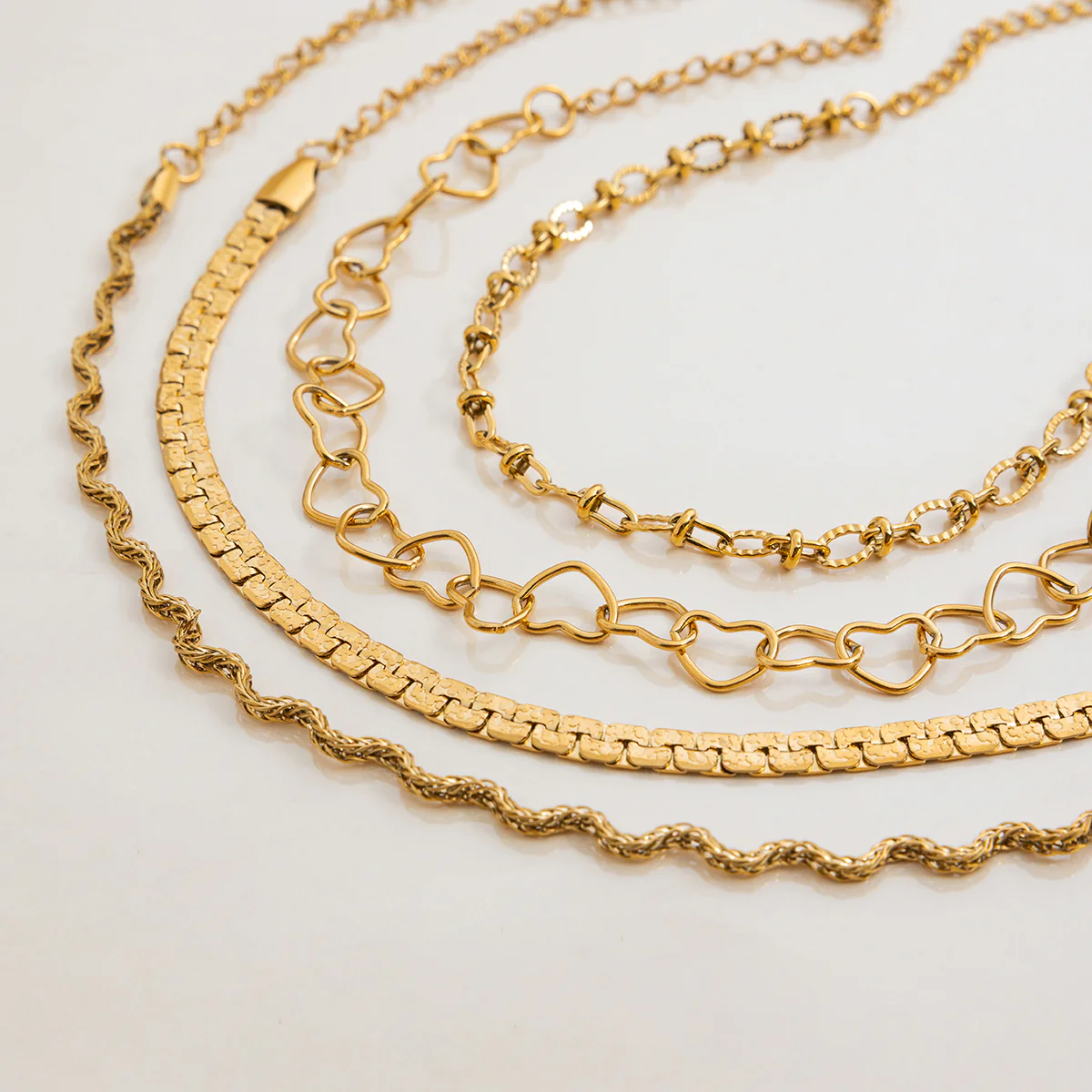 4pc Mixed Texture Chain Bracelet Set - Image 5
