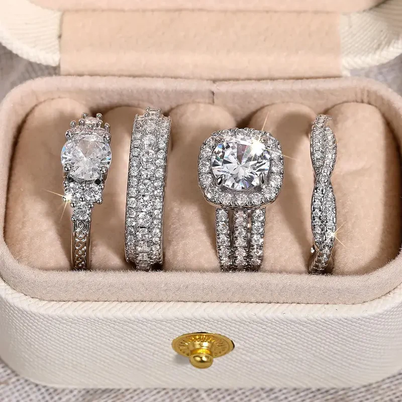 4pc Rhinestone Ring Set - Image 2