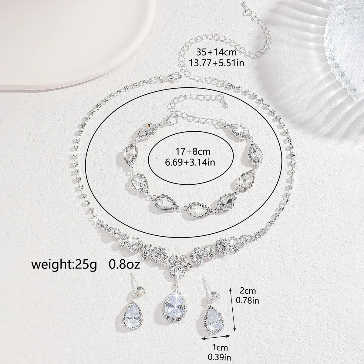 4pc Rhinestone Water Droplet Jewelry Set - Image 4