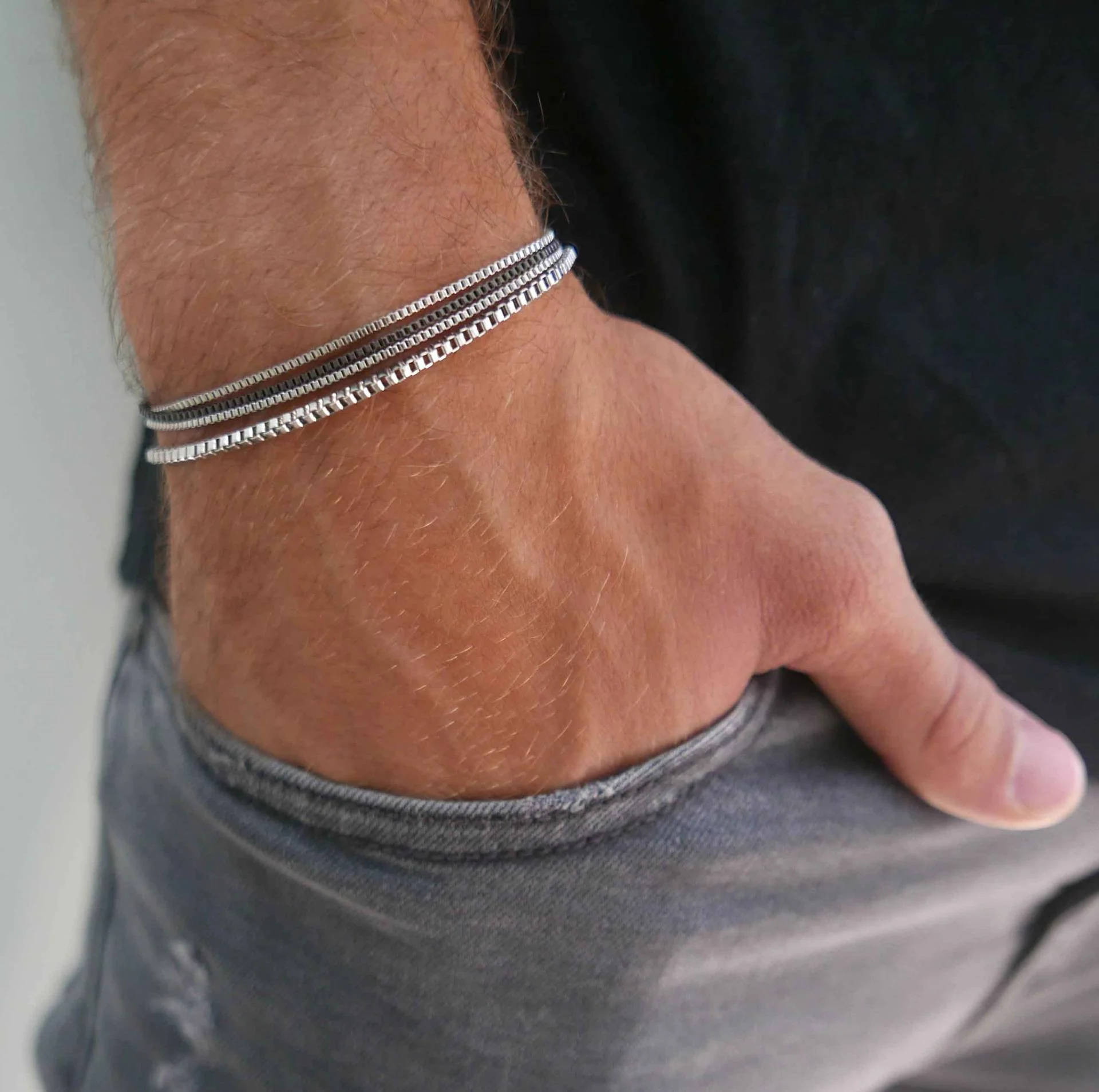 4pc Vintage Stainless Steel Bracelet Set - Image 2