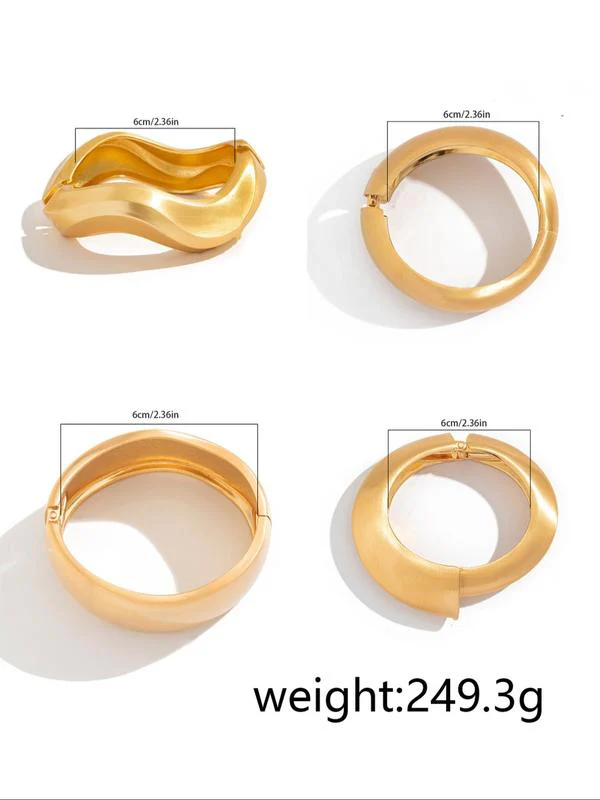 4pc Wavy Cuff Bracelet Set - Image 5