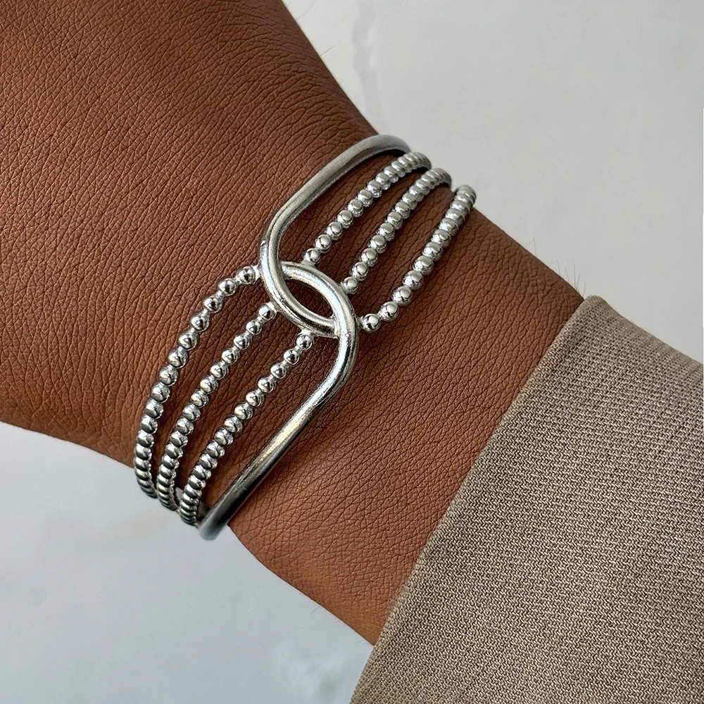 5-Strand Beaded Twist Cuff Bracelet - Image 2