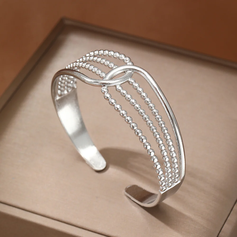 5-Strand Beaded Twist Cuff Bracelet - Image 3
